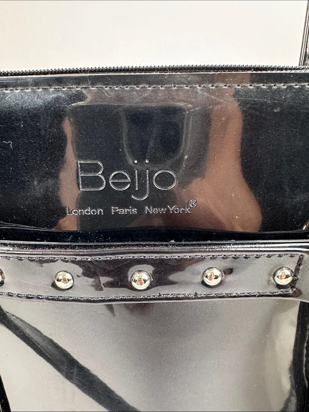 Beijo Black Patent Studded Tote Bag